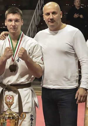 Ferenczi Csongor magyar bajnok és edzője, Demeter Zsolt a budapesti verseny döntője után
